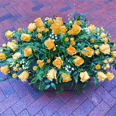 Yellow rose casket spray 